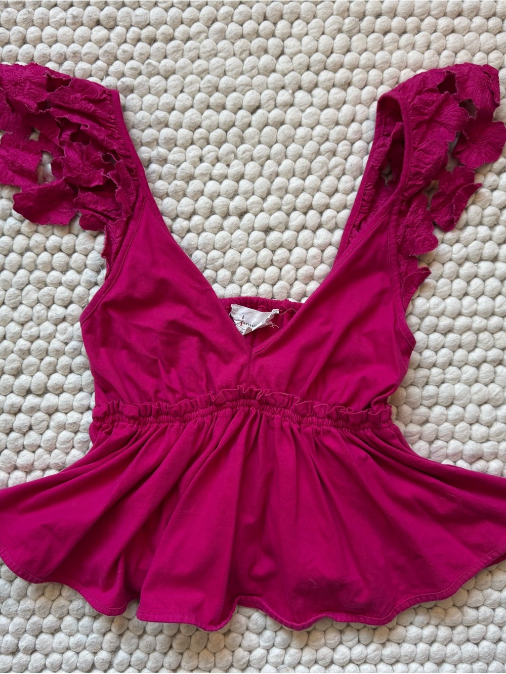 Anthropologie Bright Fuchsia Top with Elastic Waistband
